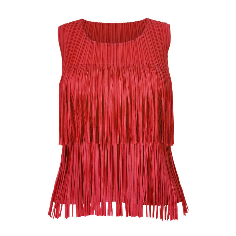 Tassel Suit Sleeveless Slim-Fit Vest Slimming Tassel Skirt
