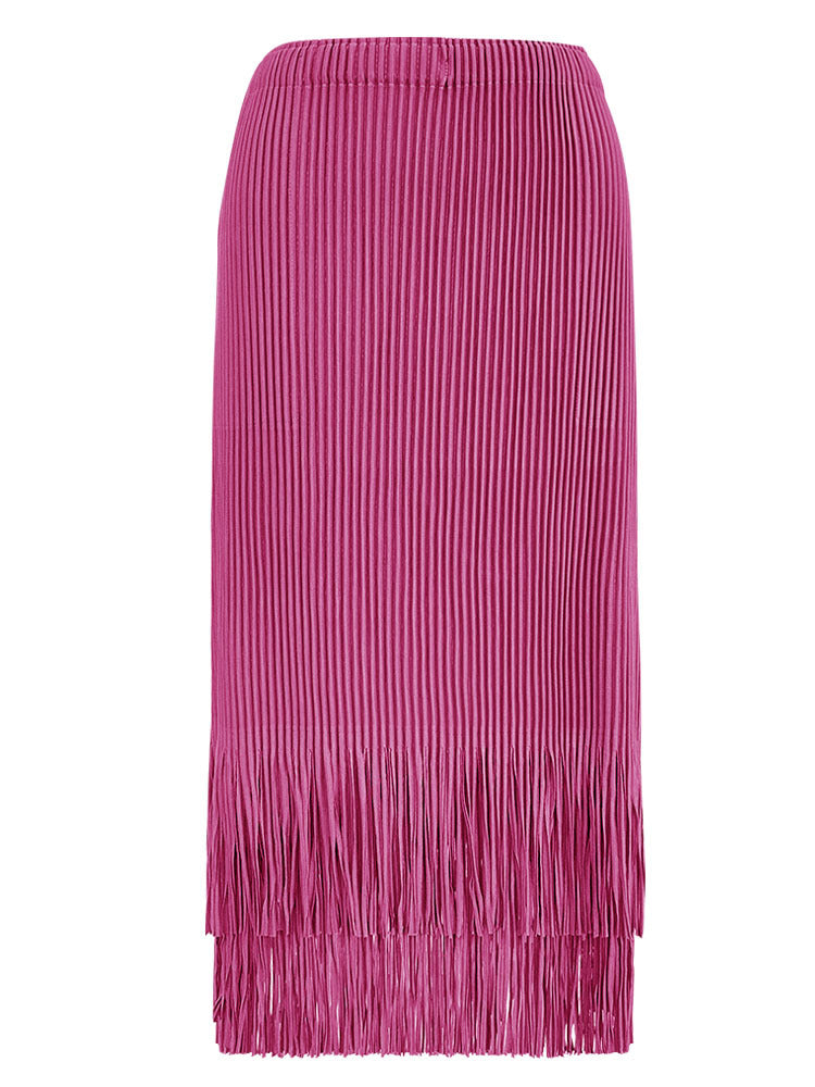 Suit Collar Thickened Coat Female Suit Two-Piece Solid Color Casual Tassel Skirt