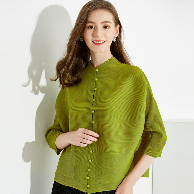 Women's All-Match Solid Color Cardigan Long-Sleeved Shirt Easy Matching Coat Breasted Shirt