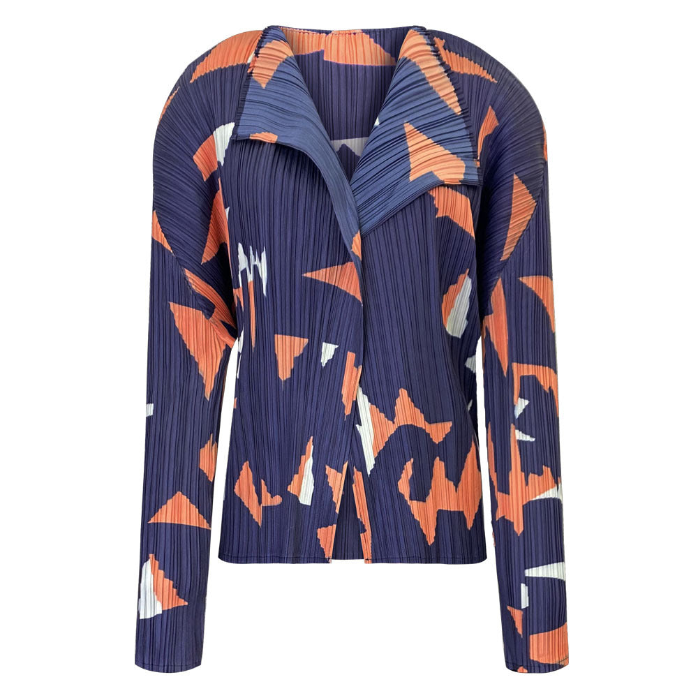 Women's Outer Buckle-Free Coat, Lightweight Fabric Cardigan Model Top, All-Matching Square Printed Small Coat