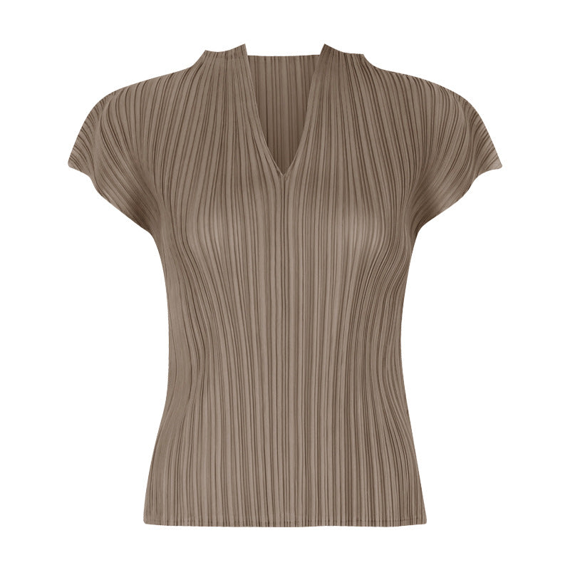 Solid Color Classic All-Match T-shirt for Women Basic Style Slim Fit Slimming V-Neckline Sleeveless Bottoming Top