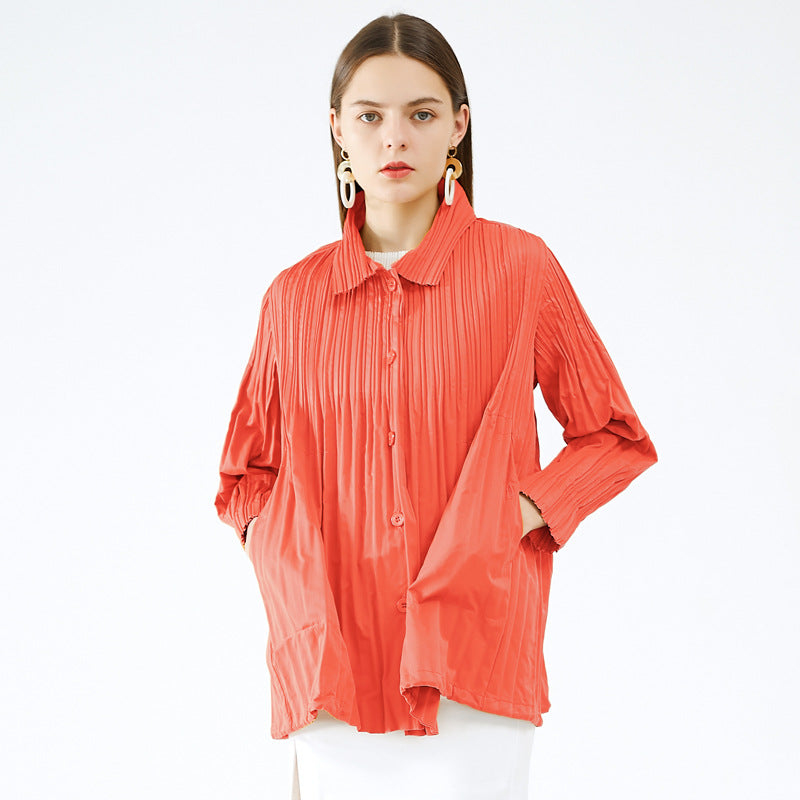 Trench Coat Women's Coat Small Loose Student Short Khaki Solid Color Pleated Coat for Women