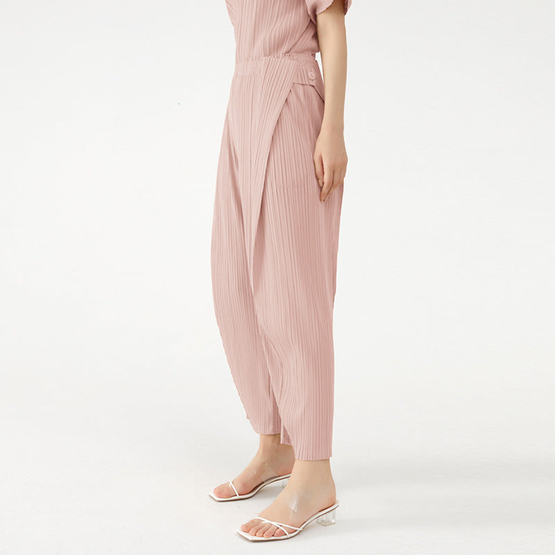 Solid Color Pants for Women Drooping Straight Casual Slimming Folding Pants Pants