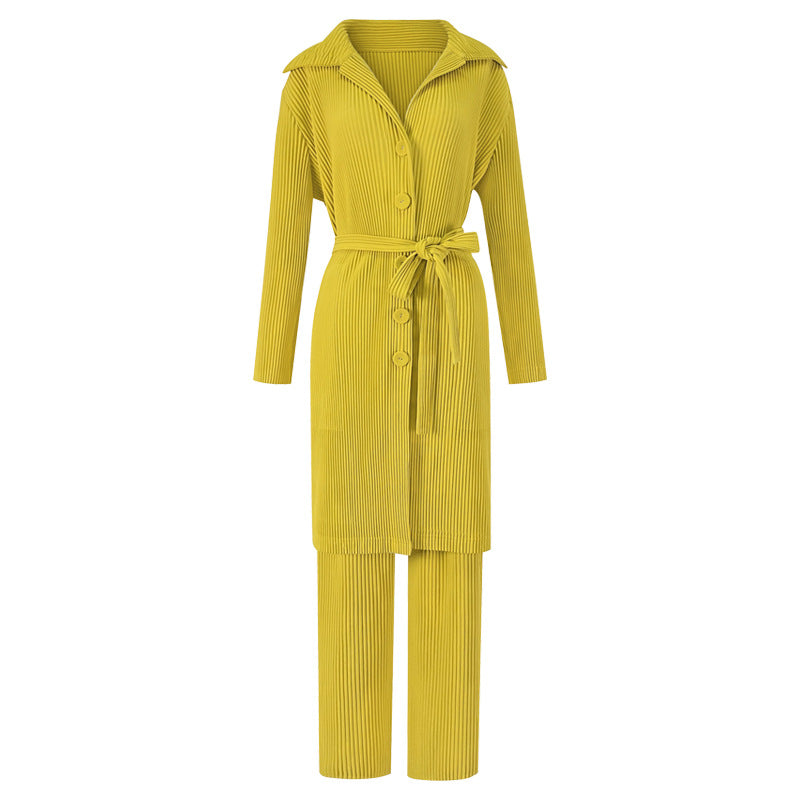 Skirt Suit Two-Piece Women's Slim-Fit Thickened Coat Casual Pants Pleated Suit Women