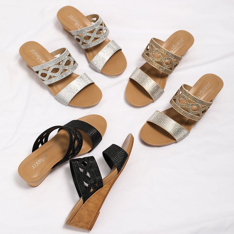 Wedge Slippers Women's Shoes Mom Shoes Outdoor Non-Slip Beach Roman Sandals