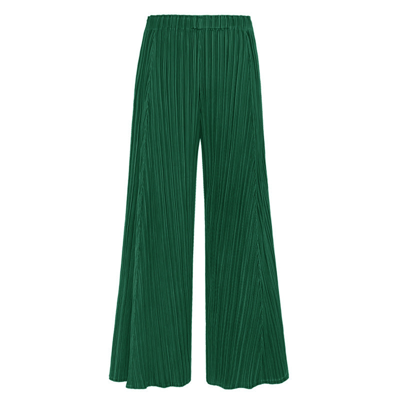 Stitching Thin Comfortable Loose Casual Waist Wide-Leg Pants for Women
