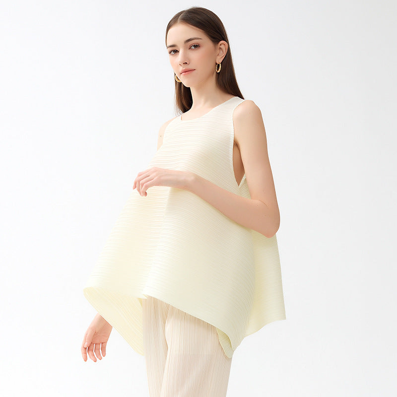 Solid Color Loose round Neck Sleeveless Top Versatile T-shirt