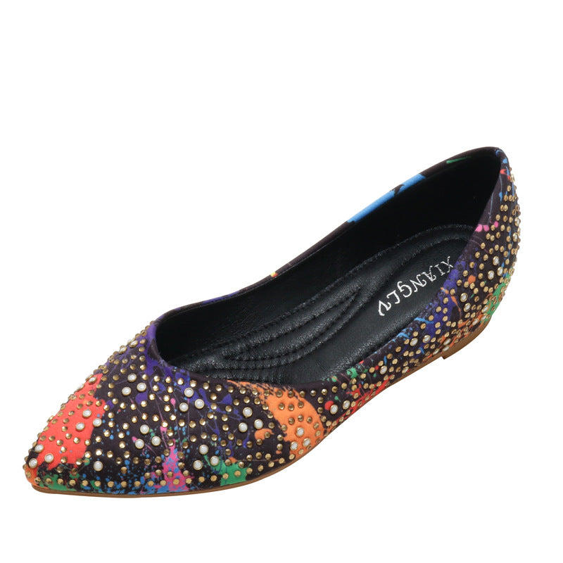 Pumps Pressure Diamond Spring and Summer Korean Style Simple Elegant Shallow Mouth plus One Slip-on Casual Shoes