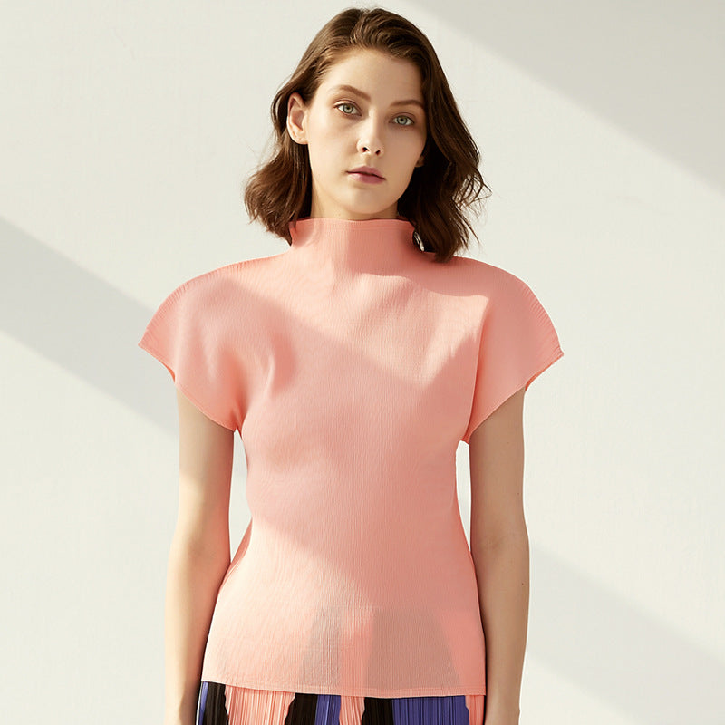 Simple Half Collar Slim T-shirt Women's All-Match Small Top Women's Vest