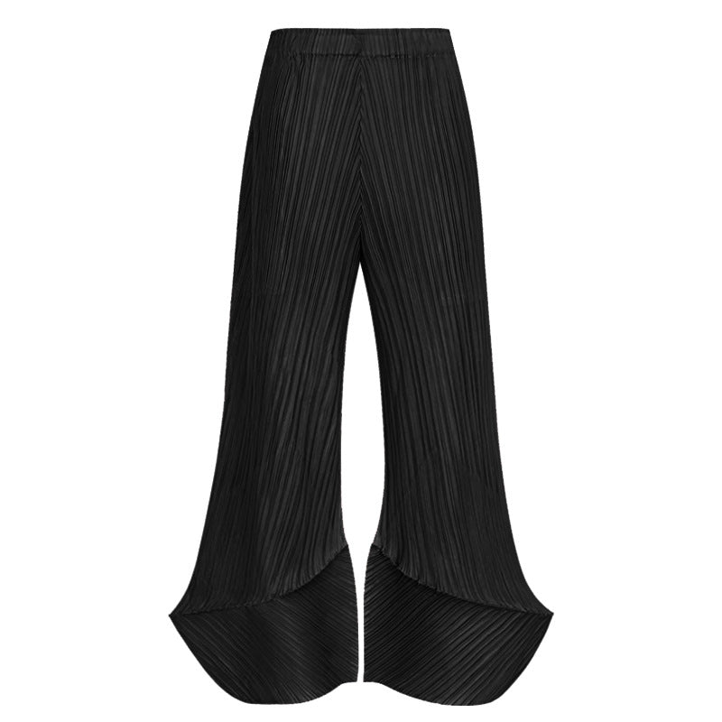 Wide-Leg Pants New Loose Design Draping Pleated Versatile Casual Horseshoe Pants for Women