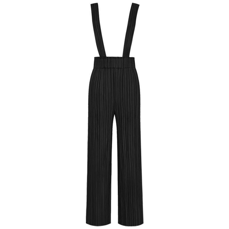 Waist Suspender Pants Drooping Straight-Shaped Trousers Casual Slimming Wide-Leg Pants for Women