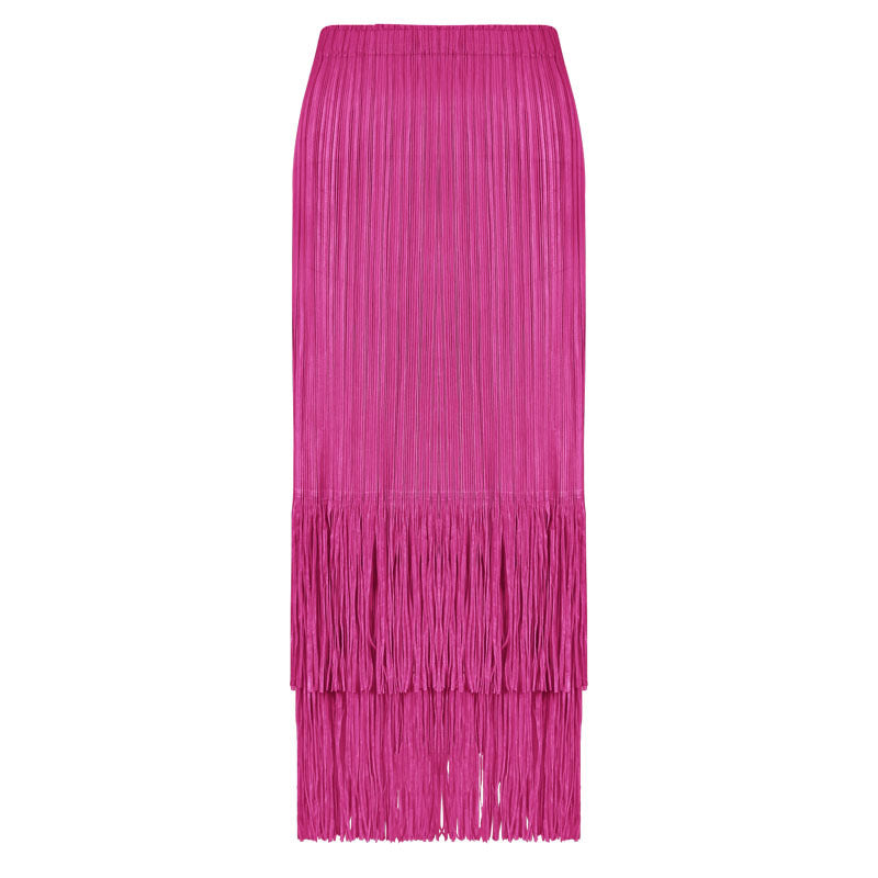 Tassel A- line Skirt Mid-Length Commuter Design Sense Niche Waist Skirt Women