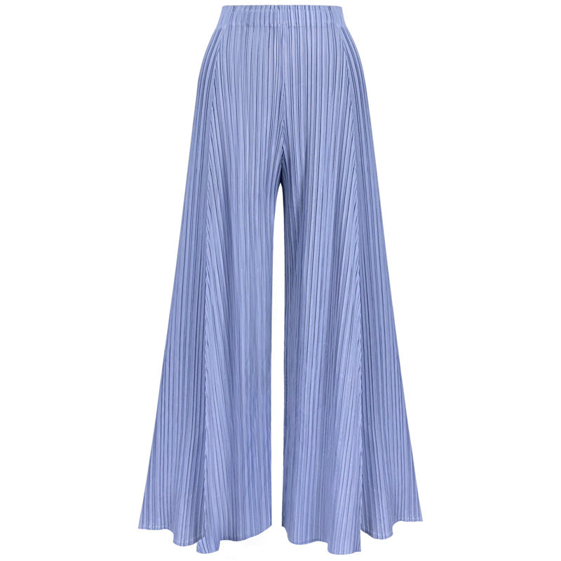 Solid Color Basic Two-Piece Mid-Length Top for Women Long Wide-Leg Pants Suit Women