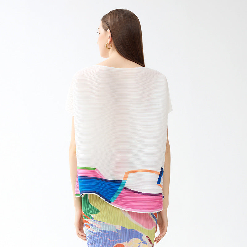 Women's Long-Sleeved Shirt Printed Casual Loose round Neck Multicolor T-shirt