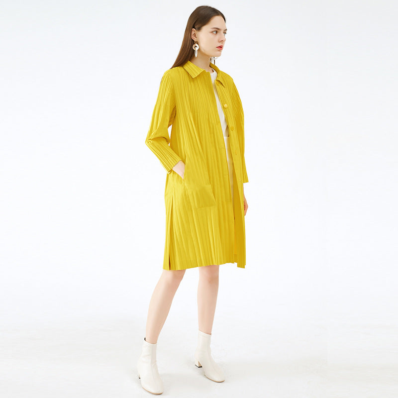 Solid Color Windbreaker Women's Mid-Length Autumn Stitching Loose Waterproof Windbreaker Women's Single-Breasted