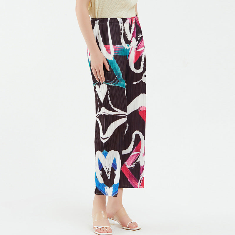 Waist Drooping Straight Pants Printed Casual Slimming Trousers Graffiti Baggy Pants Children