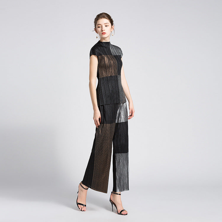 Trendy Pleated Thin Sleeveless Trousers Solid Color Loose Casual Direct Sales