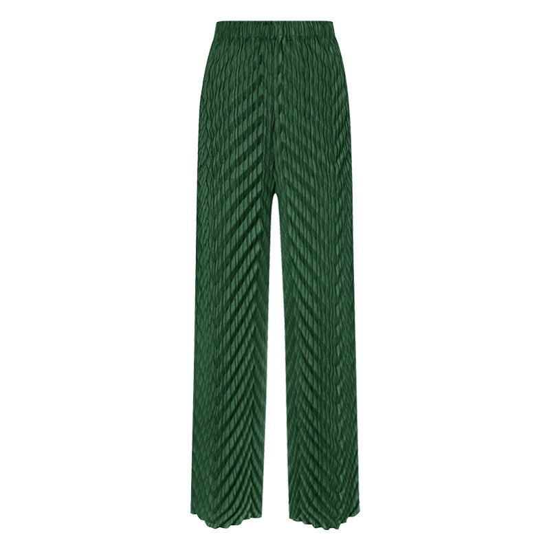 Straight-Leg Pants Women's White Pleated Waist Straight Basic Trousers for Women