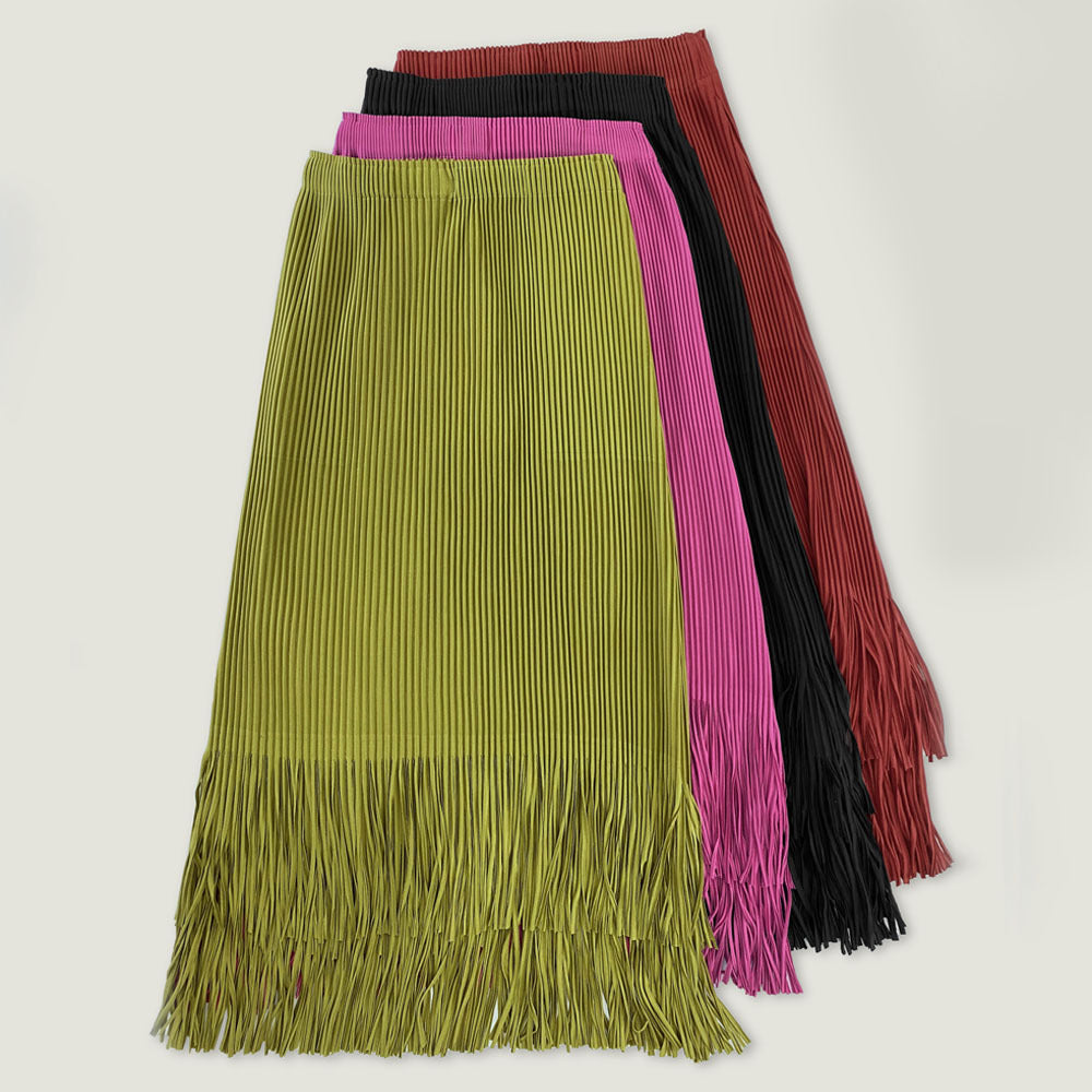 Suit Collar Thickened Coat Female Suit Two-Piece Solid Color Casual Tassel Skirt