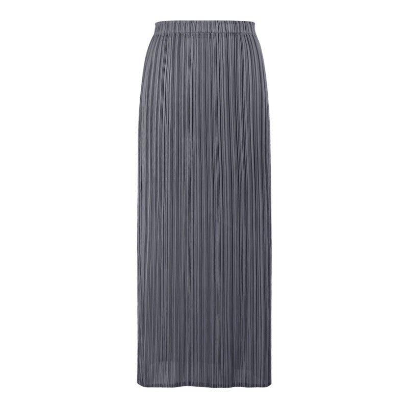 Slim Fit Comfortable Pleated Skirt Skirt Solid Color Straight Skirt