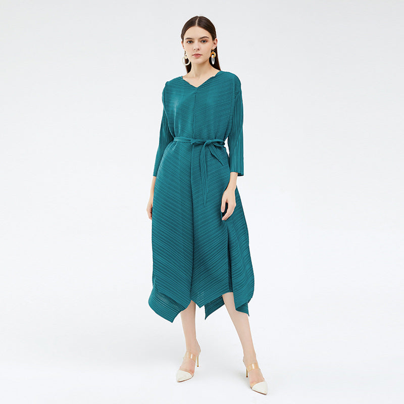 Women's Middle East Super Large Loose Design Irregular Cinched Long Sleeve Dress Skirt