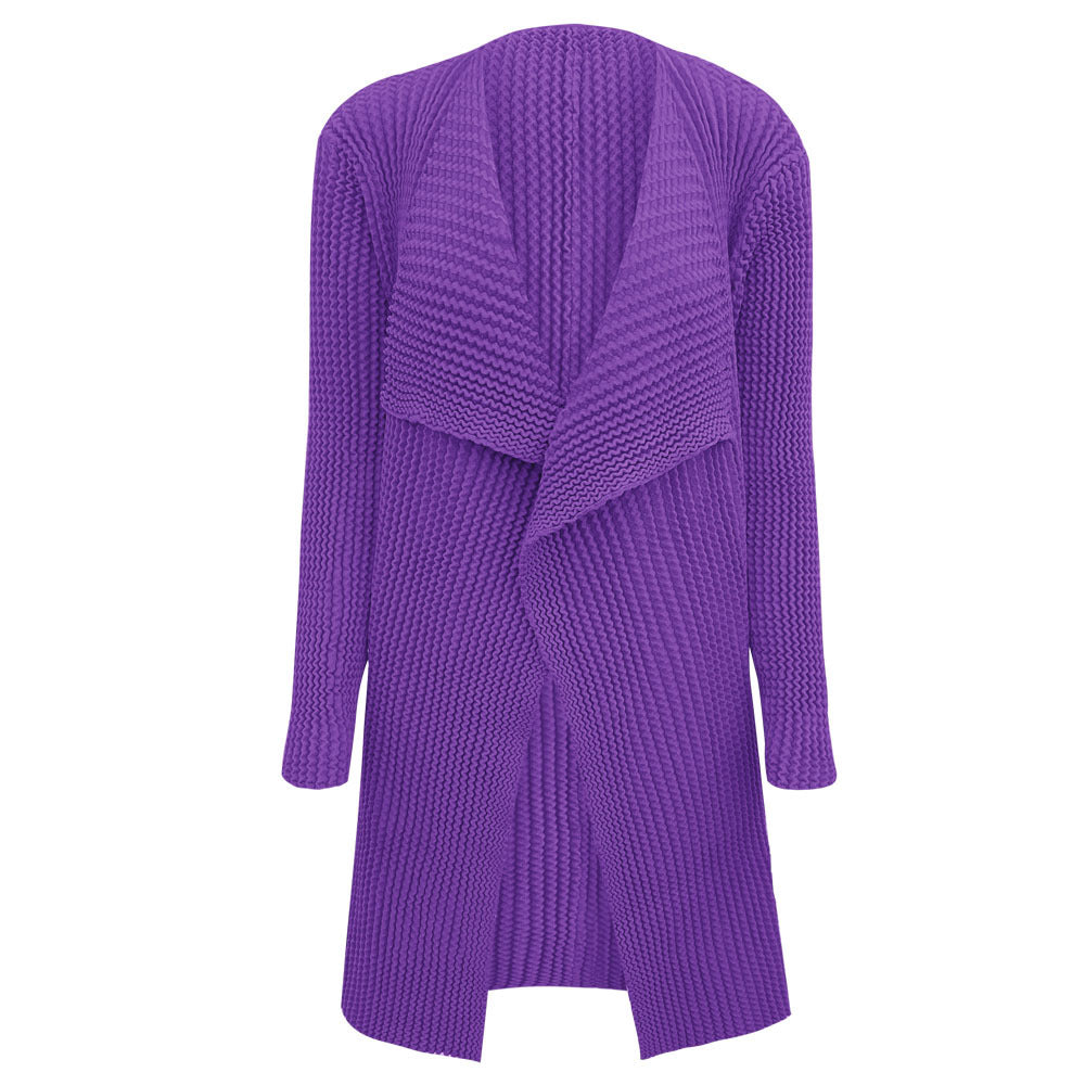 Women's Buckle-Free Long-Sleeved Classic Style Knitwear Coat Mid-Length Thickened Shawl