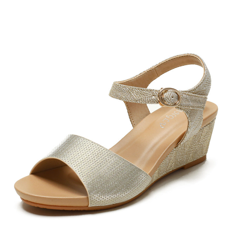 Wedge Sandals Summer Soft Bottom Mom Shoes Buckle