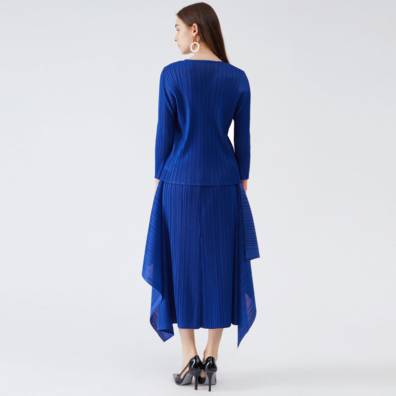 Simple Loose Swing Dress Suit Commuter Long Sleeve Two-Piece Set