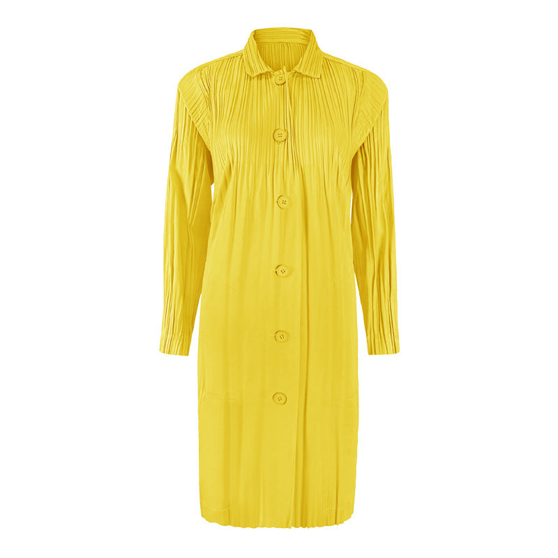 Solid Color Windbreaker Women's Mid-Length Autumn Stitching Loose Waterproof Windbreaker Women's Single-Breasted