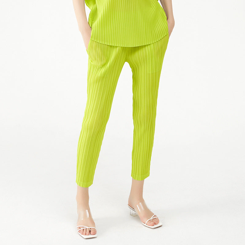 Summer Basic Style Casual Pants Women's Slim Fit Gentle Figure Flattering Slim-Fit Pants