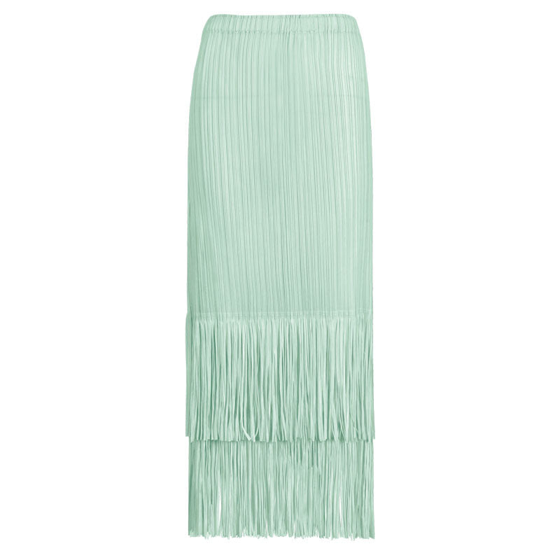 Tassel A- line Skirt Mid-Length Commuter Design Sense Niche Waist Skirt Women