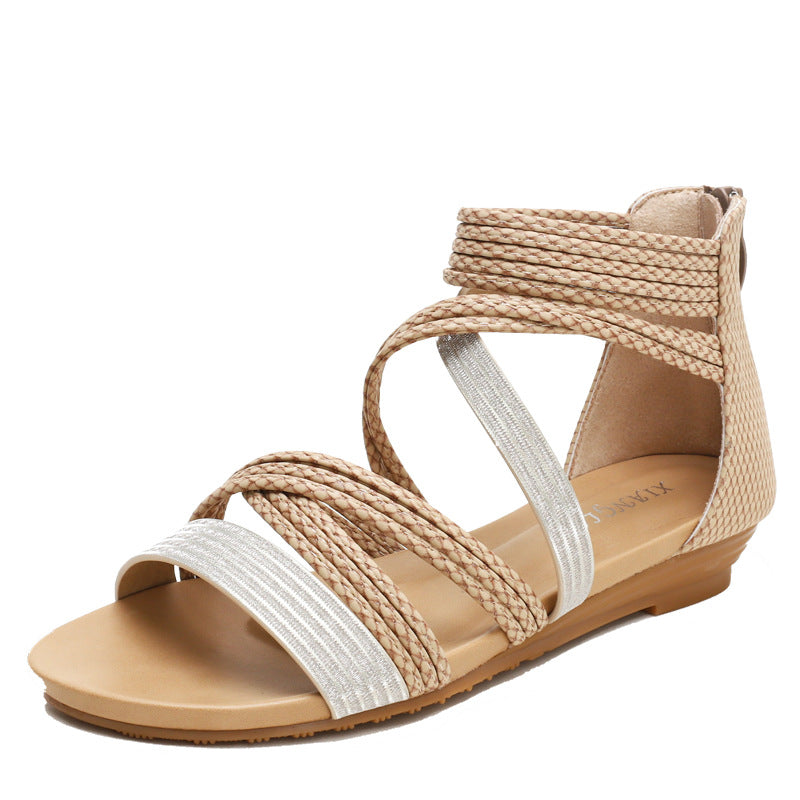 Women's Wedge Sandals with Skirt Flat Roman Women's Shoes A1260-13