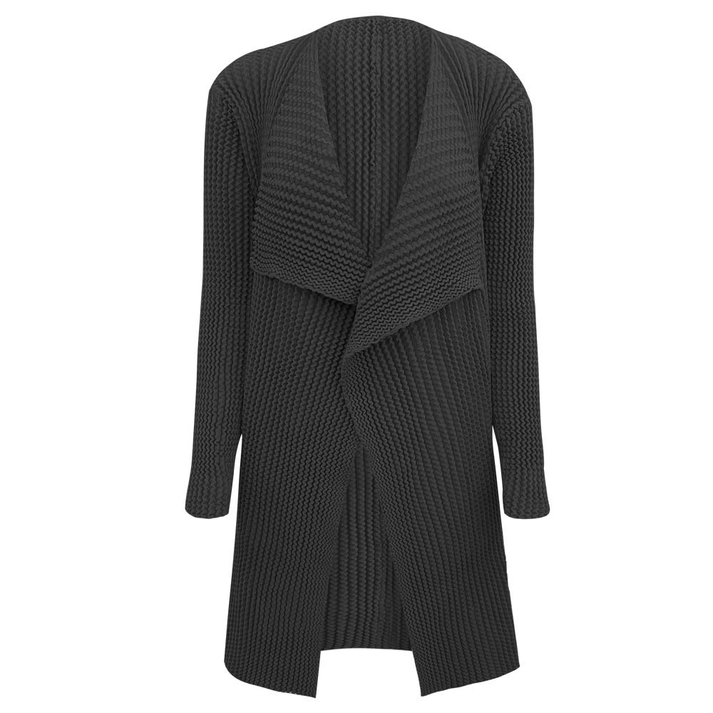 Women's Buckle-Free Long-Sleeved Classic Style Knitwear Coat Mid-Length Thickened Shawl