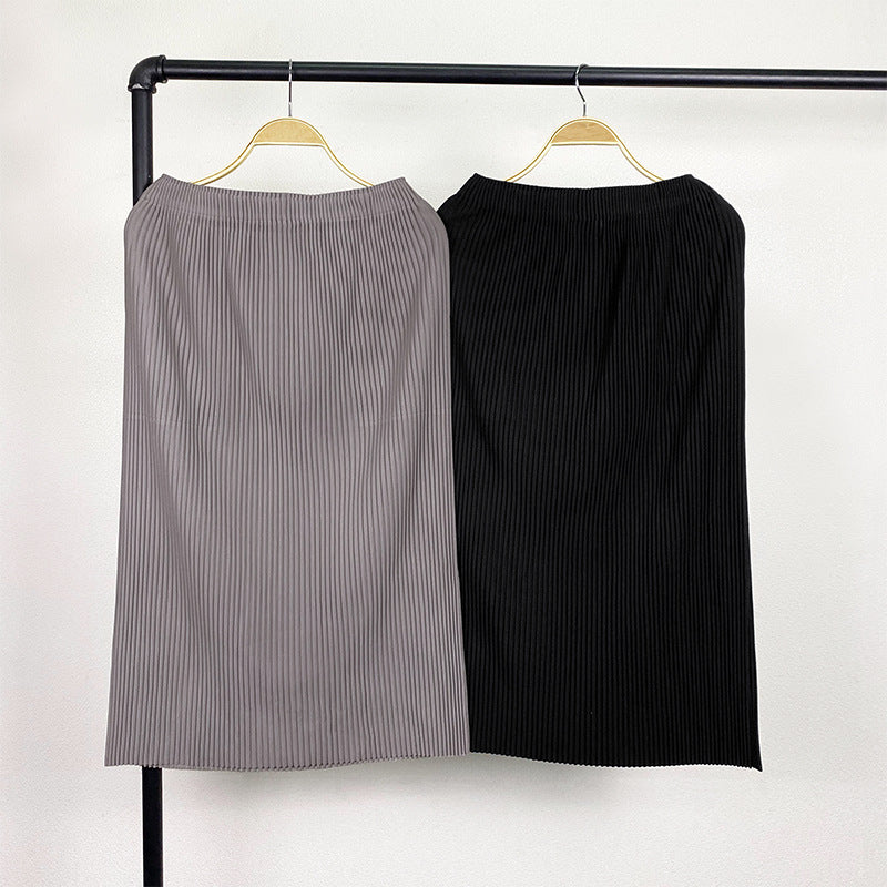 Waist Slit Office Lady Skirt Pure Color All-Matching Winter Solid Skirt Women