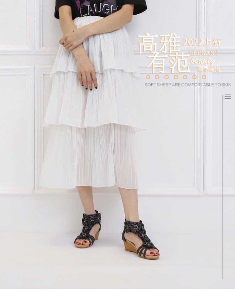 Ethnic Retro Sandals Women's Seaside Holiday Flowers Bohemia Wedge Roman Shoes