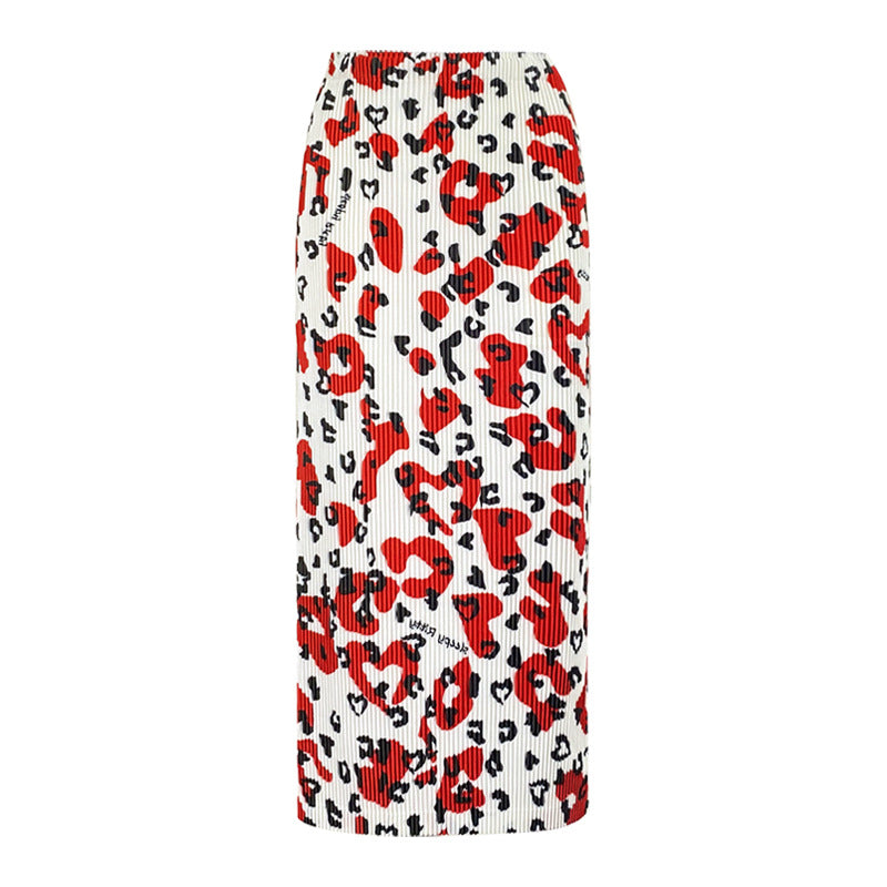 Thick Skirt Printed Waist Mid-Length Elegant Pleated Casual Skirt Women's A- line Skirt Spring