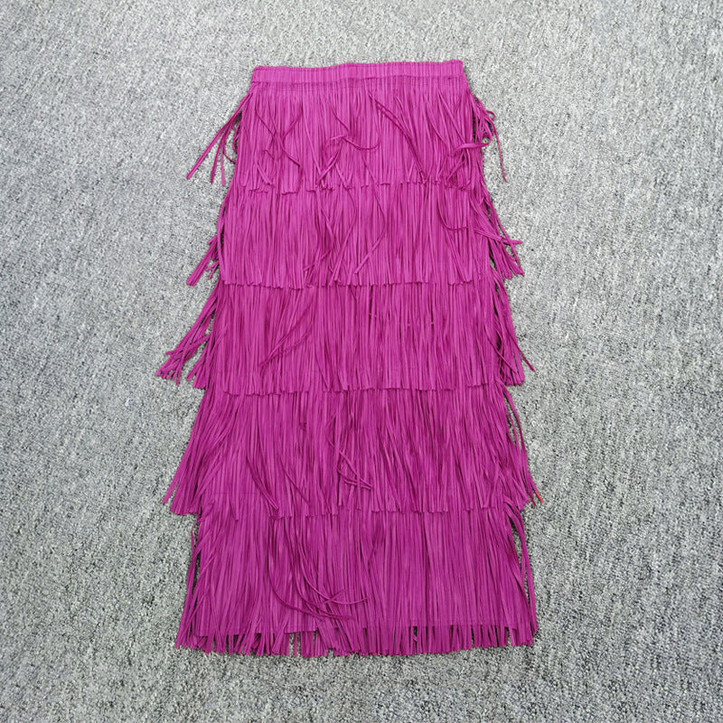 Tassel Suit Sleeveless Slim-Fit Vest Slimming Tassel Skirt