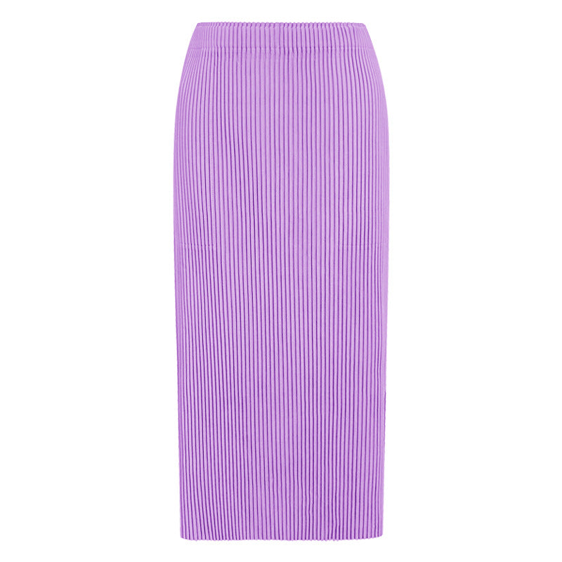 Waist Slit Office Lady Skirt Pure Color All-Matching Winter Solid Skirt Women