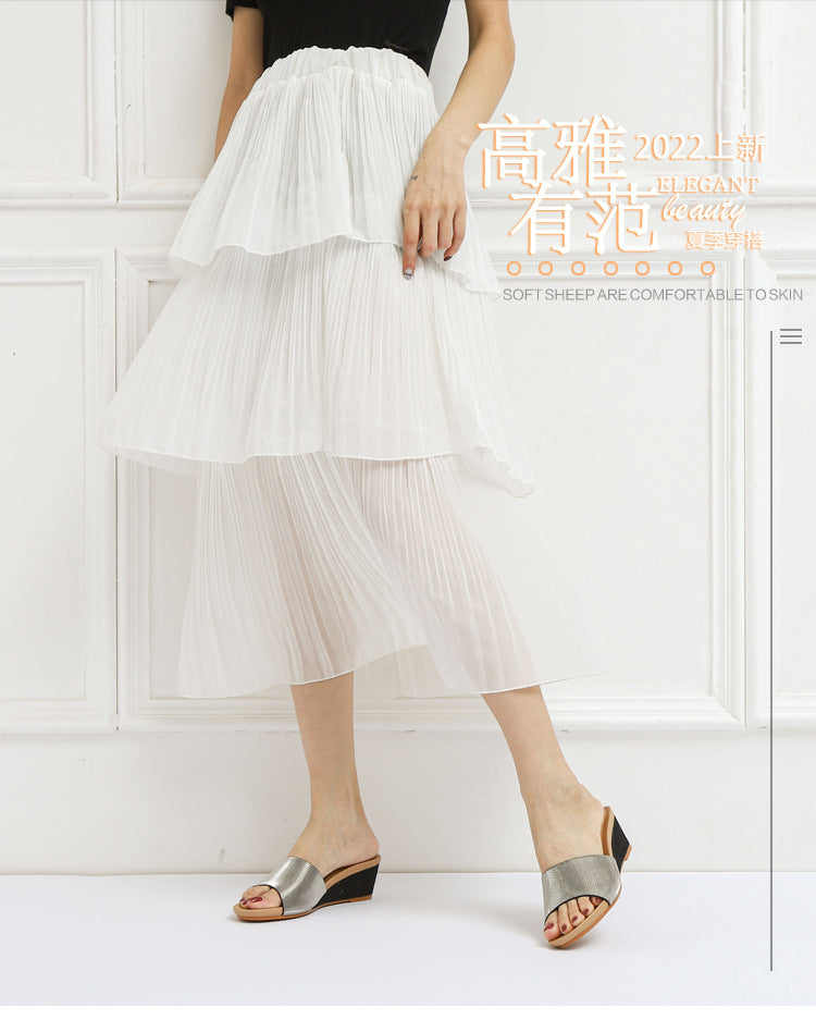 Sandals Fashion Open Toe Thick Bottom Small Wedge Outdoor Simple Comfortable Slippers for Women