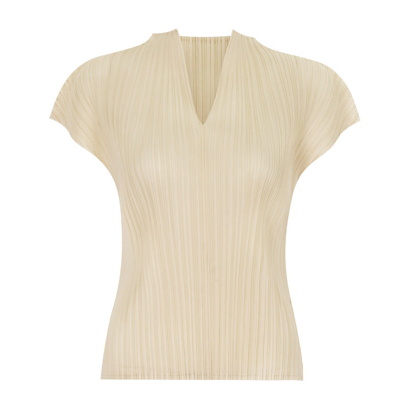 Solid Color Classic All-Match T-shirt for Women Basic Style Slim Fit Slimming V-Neckline Sleeveless Bottoming Top