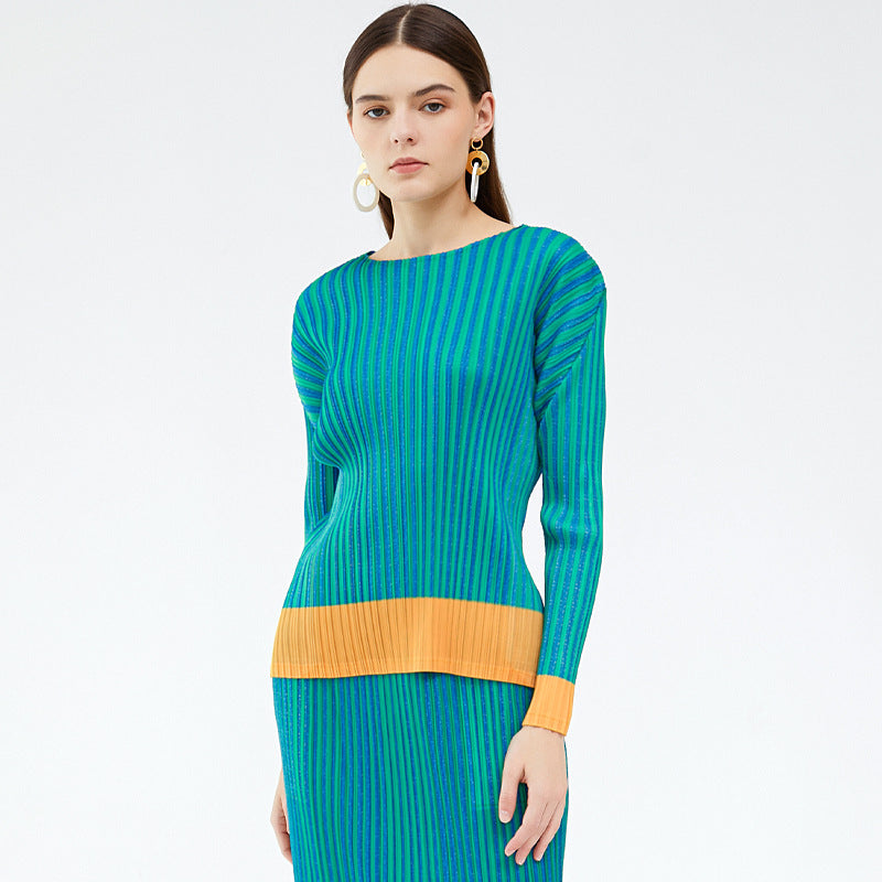 Suit Long Sleeve All-Match Bottoming Shirt T-shirt Women's A- line Dress Skirt Two-Piece Set Women's