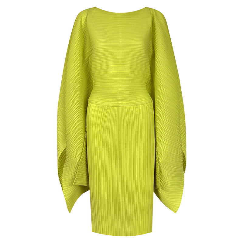 Solid Color and V-neck Dress Women's Middle East Loose Sleeve Midi Dress