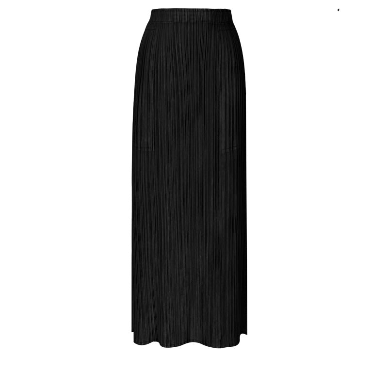 Straight A- line Skirt Loose Waist Back Slit Skirt Elegant Hip Skirt