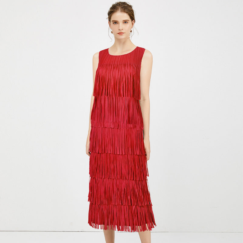 Tassel Suit Sleeveless Slim-Fit Vest Slimming Tassel Skirt