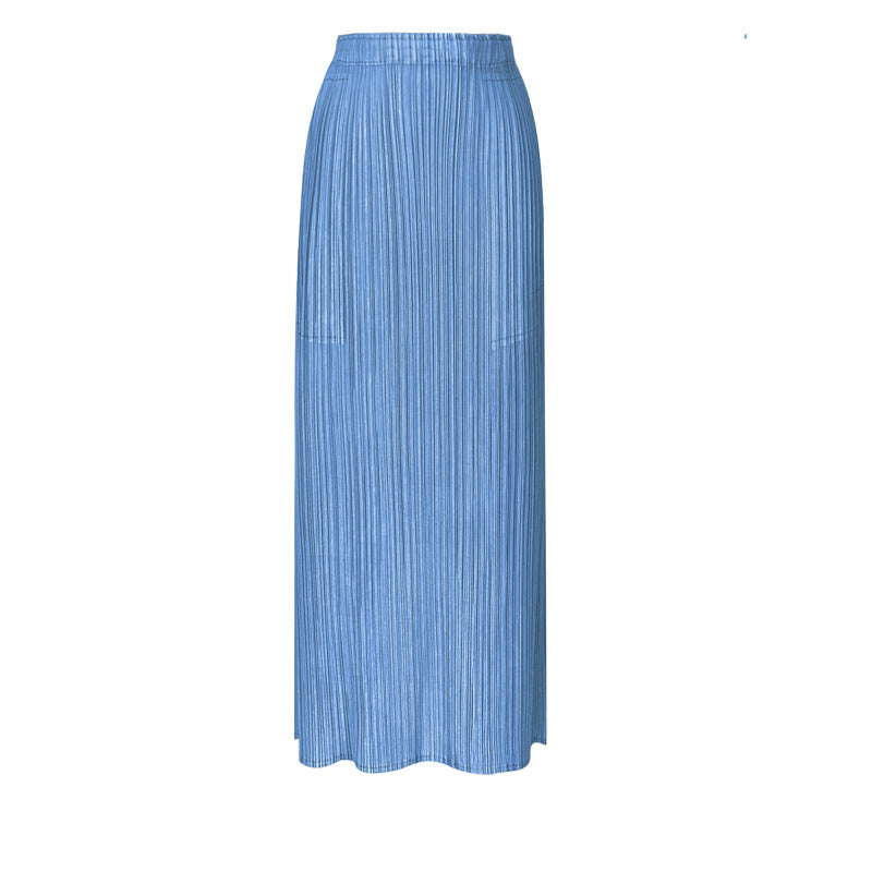 Straight A- line Skirt Loose Waist Back Slit Skirt Elegant Hip Skirt