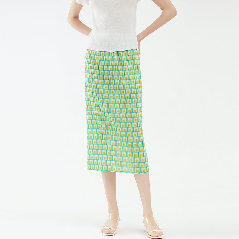 Skirt Slimming Plaid Gentle Pleated A- line Skirt Women