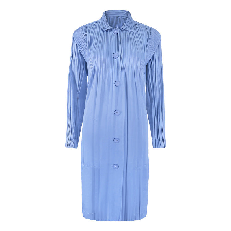 Solid Color Windbreaker Women's Mid-Length Autumn Stitching Loose Waterproof Windbreaker Women's Single-Breasted