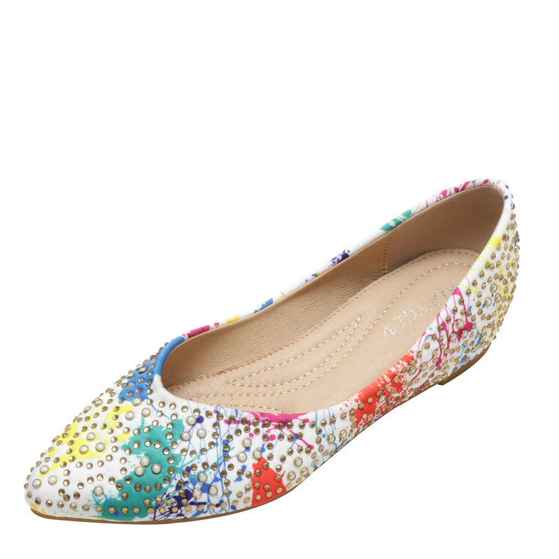 Pumps Pressure Diamond Spring and Summer Korean Style Simple Elegant Shallow Mouth plus One Slip-on Casual Shoes