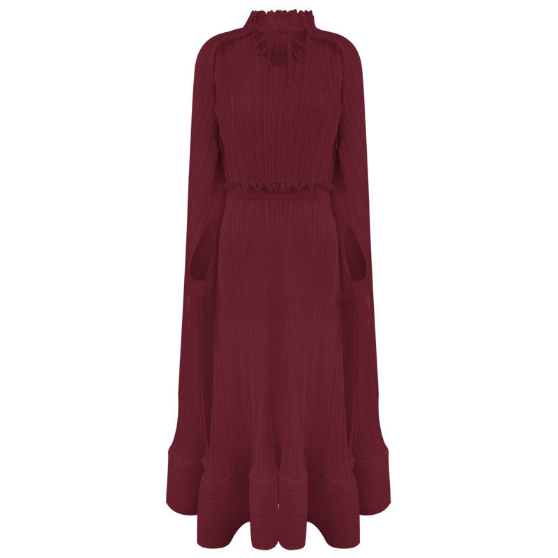 Super Large Dress Women's Autumn Solid Color Casual Loose Cloak Hanging Long Sleeve Large Swing Skirt Women