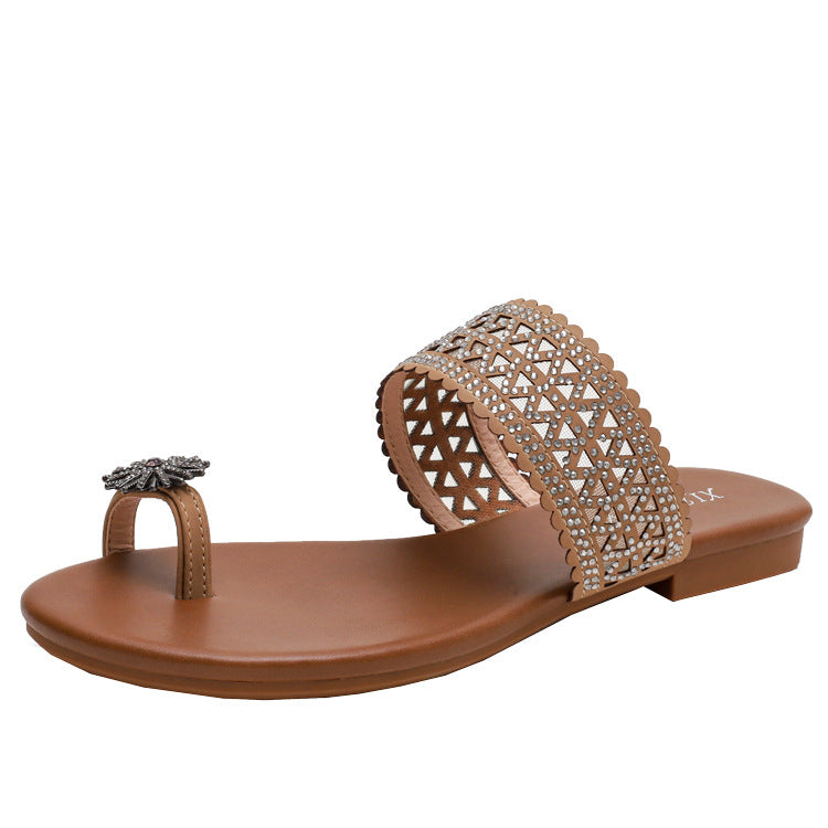 Bohemian Seaside Roman Sandals Female Online Influencer Buckle Flat Shoes plus Size